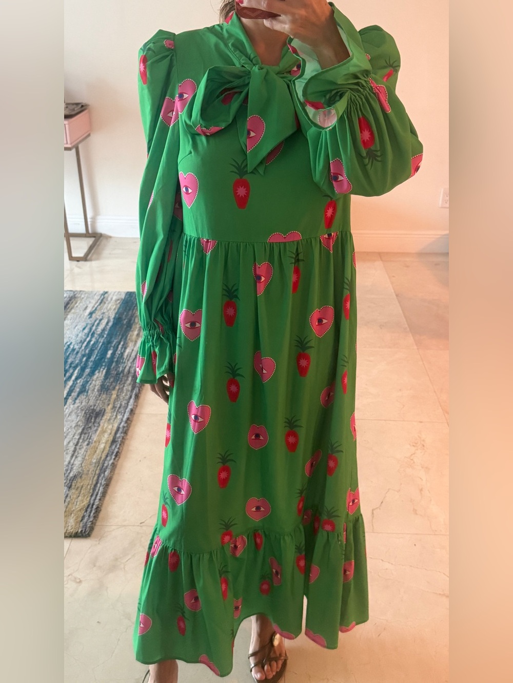 Never Fully Dressed Green Strawberry & Heart Print Nightgown